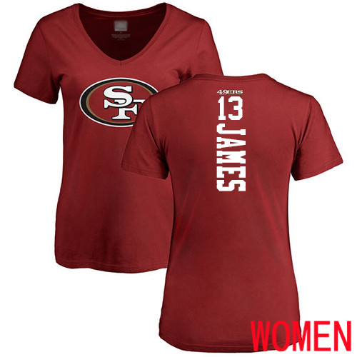 San Francisco 49ers Red Women Richie James Backer #13 NFL T Shirt->women nfl jersey->Women Jersey